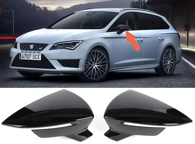 Passend Voor Seat Leon 5F Spiegel Spiegelkap Spiegelkappen Hoogglans Zwart Cupra FR Look