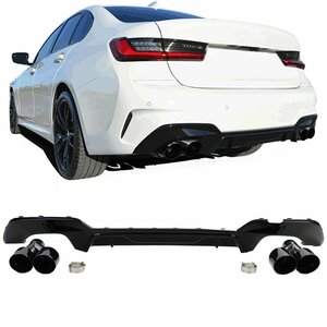 M3 Look Uitlaat Zwart Sierstuk + Diffuser Voor Bmw 3 Serie G20 G21 M Pack Glans Zwart