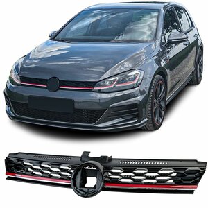 Sport Grill Geschikt Voor Volkswagen Golf 7 Facelift GTI Look Honingraat Glans Zwart Rode Bies
