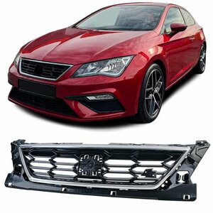 Sport Grill Voor Seat Leon FR 5F Honingraat Chrome Glans Zwart