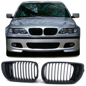 Sport Grill Nieren Voor Bmw 3 Serie E46 LCI Mat Zwart Enkele Spijl