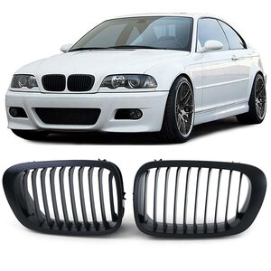 Sport Grill Nieren Voor Bmw 3 Serie E46 Coupe Cabrio Mat Zwart Enkele Spijl