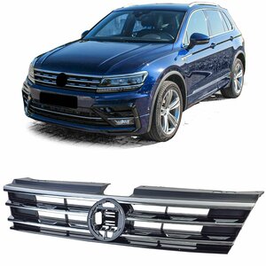 Sport Grill Geschikt Voor Volkswagen Tiguan II Glans Zwart Chrome Vanaf 2016 t/m 2020