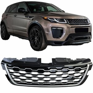 Grill Voor Range Rover Evoque L551 Glans Zwart met Zilveren Rand