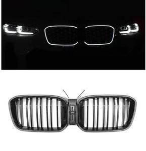 LED Sport Grille voor BMW X3 & X4 G01 G02 LCI (vanaf 2021) Glans Zwart Dubbele Spijl