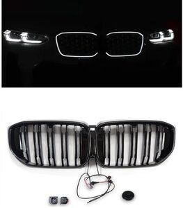 LED Sport Grille voor BMW X5 G05 LCI vanaf 04/2023 Glans Zwart Dubbele Spijl