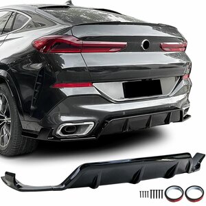 Bumper Diffuser Voor Bmw X6 G06  M Pack Glans Zwart