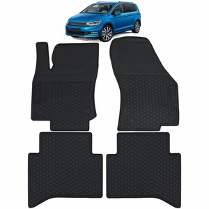 Rubberen Automatten Voor Volkswagen Touran 5T vanaf 2015 All Weather Vloermatten Zwart