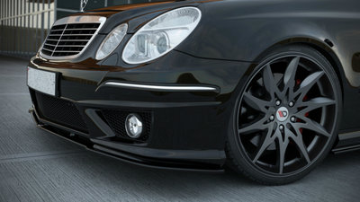 Voorspoiler spoiler Mercedes E Klasse W211 55AMG Facelift Hoogglans Pianolak Zwart
