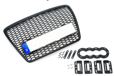 Sport Grill honingraat Simple Fix Kentekenhouder Geschikt Voor Audi A6 S6 RS6 4F Facelift 2009 t/m 2011 