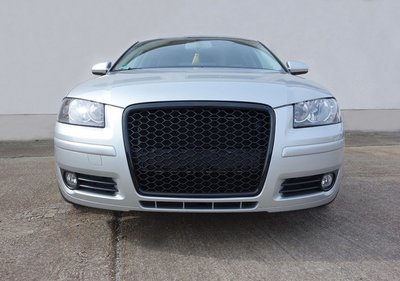 Honingraat Sport Grill S line Look Hoogglans Zwart Geschikt Voor Audi A3 8P Facelift 2005 / 2008