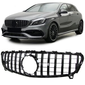 Passend Voor Mercedes A Klasse W176 Sport Grill Hoogglans Zwart Panamericana vanaf 2015