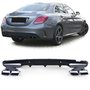 Mercedes C Klasse W205 C63 AMG Look diffuser met 4 x Chrome Rond uitlaat Design 