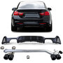 Passend Voor Bmw 4 serie F32 F33 F36 M Pakket Sportuitlaat 4 x Sierstuk + Mat Zwarte Diffuser Black Tip M4 Look 