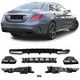 Mercedes C Klasse W205 C63 AMG Look diffuser met 4 x Black AMG uitlaat Design 