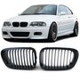 Sport-Grill-Nieren-Voor-Bmw-3-Serie-E46-Coupe-Cabrio-Mat-Zwart-Enkele-Spijl